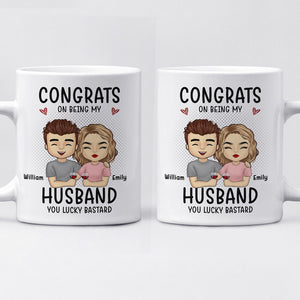 Félicitations pour être devenu mon petit ami ! Mug personnalisé pour couple ! Cadeau pour mari et femme, anniversaire