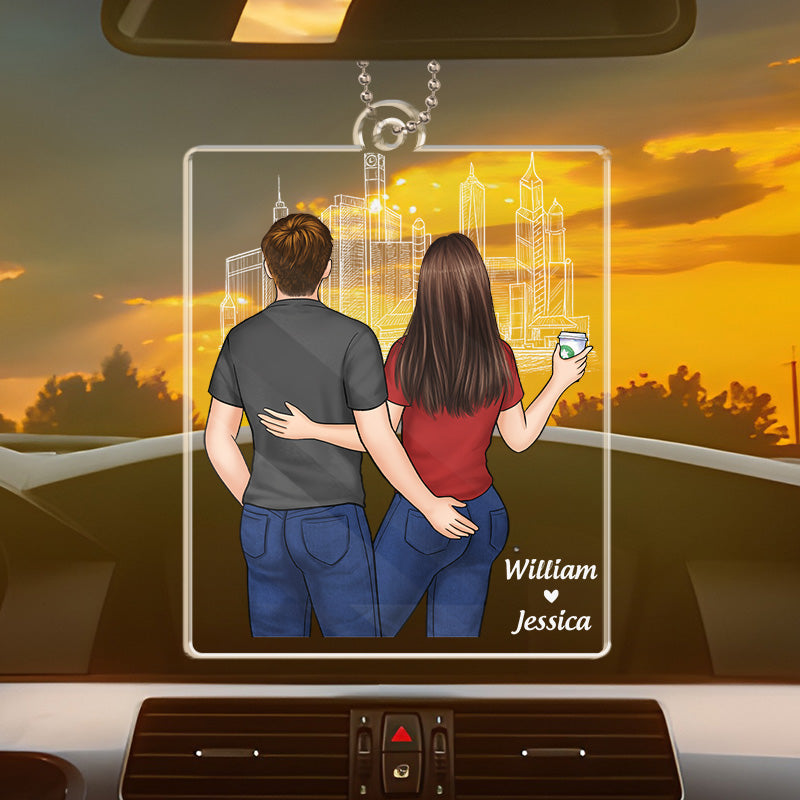 Meilleurs voyages en voiture avec vous - Ornement de voiture personnalisé pour couple - Forme personnalisée en acrylique - Cadeau pour mari et femme, anniversaire