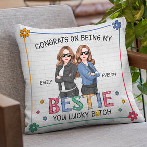 Félicitations pour être devenue ma meilleure amie ! Coussin personnalisé pour meilleure amie ! Cadeau pour meilleures amies, meilleures amies, sœurs
