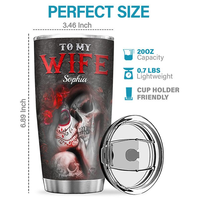 Je t'aime pour toujours et à jamais - Verre personnalisé pour couple - Cadeau d'Halloween pour mari et femme, anniversaire