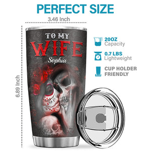 Je t'aime pour toujours et à jamais - Verre personnalisé pour couple - Cadeau d'Halloween pour mari et femme, anniversaire