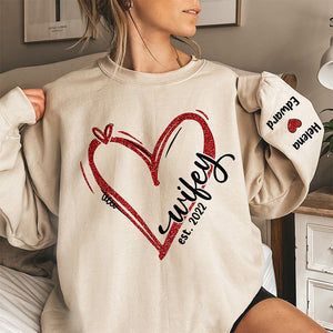 Mon partenaire, mon amour, ma femme - Sweat-shirt unisexe personnalisé avec motif sur la manche - Cadeau pour mari, femme, anniversaire