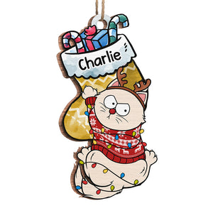 Un Noël idyllique avec une queue qui remue ! Décoration personnalisée en bois pour chat ! Cadeau de Noël pour les propriétaires et les amoureux des animaux.