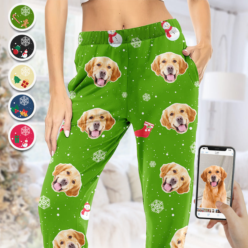 Pyjama personnalisé avec photo de moi et mes animaux de compagnie - Pantalon de pyjama personnalisé avec photo de visage pour chien et chat - Nouveauté, cadeau de Noël pour les propriétaires et les amoureux des animaux