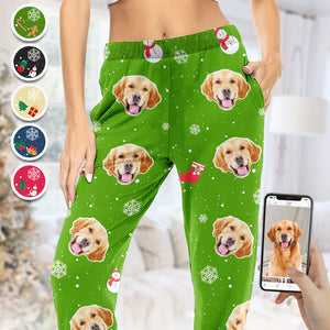 Pyjama personnalisé avec photo de moi et mes animaux de compagnie - Pantalon de pyjama personnalisé avec photo de visage pour chien et chat - Nouveauté, cadeau de Noël pour les propriétaires et les amoureux des animaux
