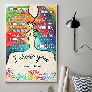 Je te choisis pour vivre avec toi - Affiche verticale personnalisée pour couple - Cadeau pour couple
