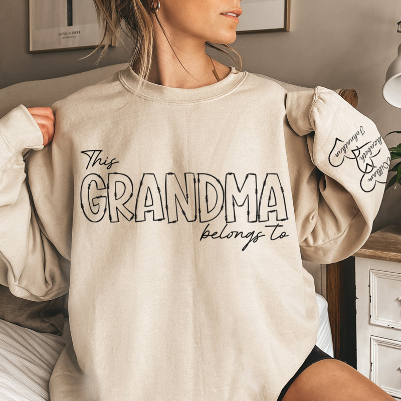 Cette grand-mère appartient à - Sweat-shirt unisexe personnalisé avec motif sur la manche - Cadeau de Noël pour grand-mère