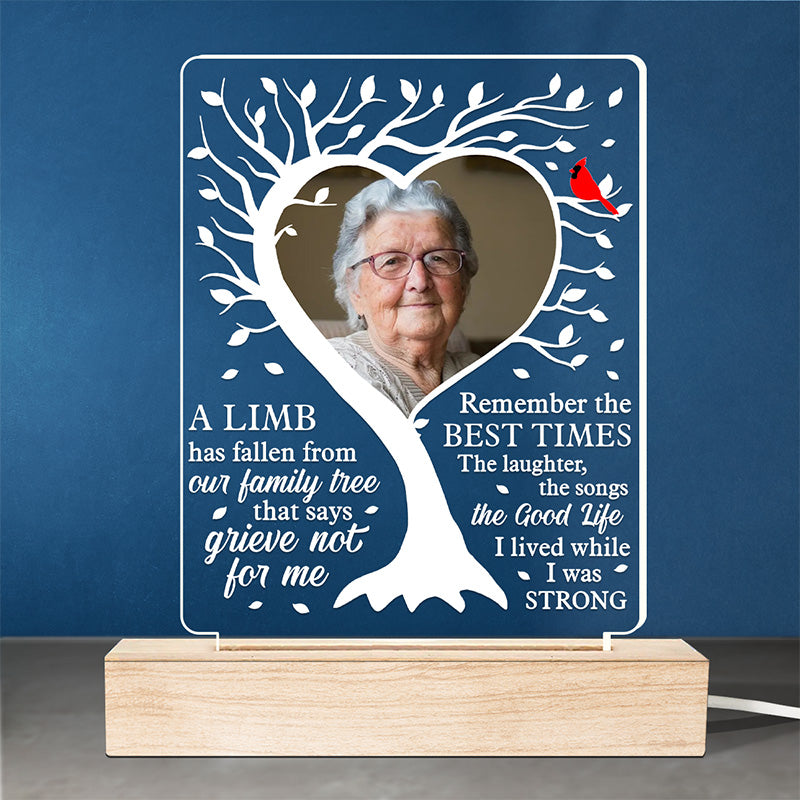 Photo personnalisée : souvenez-vous des meilleurs moments - Lumière LED 3D personnalisée en forme de mémorial - Cadeau de condoléances pour les membres de la famille