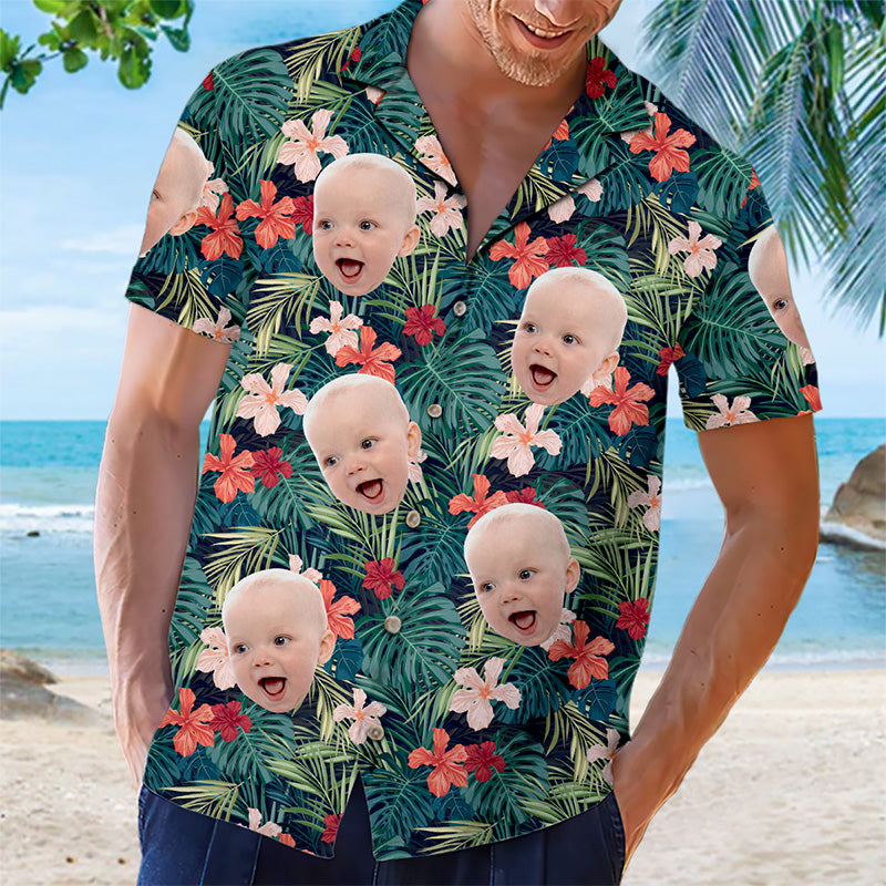 Photo personnalisée « Tu m'as eu à Aloha » - Chemise hawaïenne tropicale unisexe personnalisée pour la famille - Cadeau de vacances d'été, cadeau pour les membres de la famille