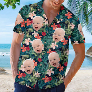 Photo personnalisée « Tu m'as eu à Aloha » - Chemise hawaïenne tropicale unisexe personnalisée pour la famille - Cadeau de vacances d'été, cadeau pour les membres de la famille