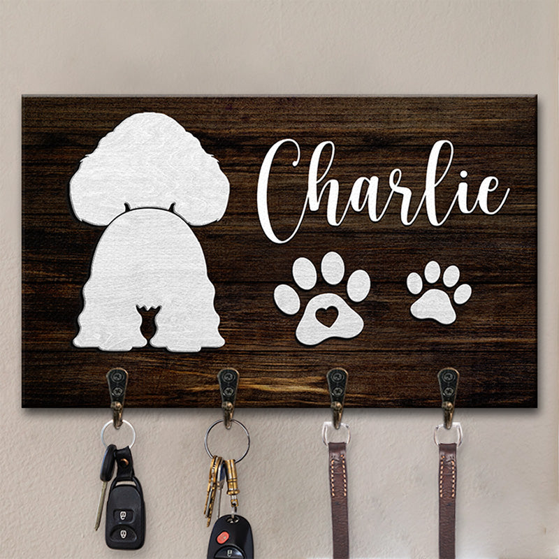 Aucune maison n'est complète sans les empreintes de pattes d'un chiot - Porte-clés rectangulaire personnalisé pour chien, porte-clés - Cadeau pour les propriétaires d'animaux et les amoureux des animaux