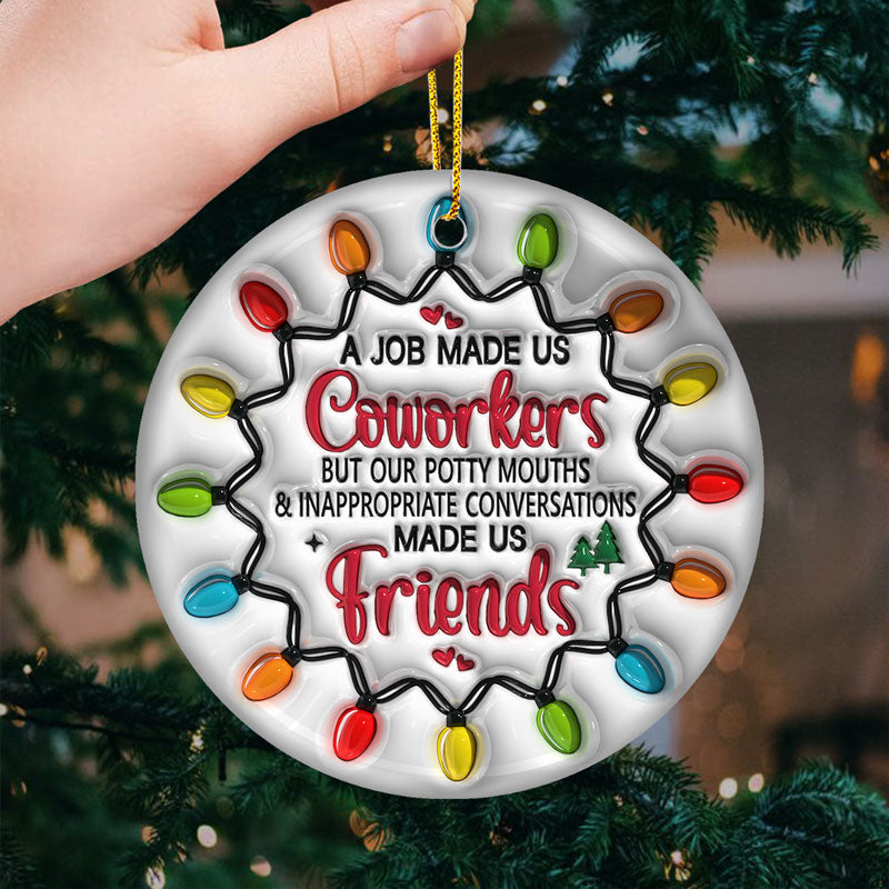 Mon collègue de soutien émotionnel - Ornement personnalisé pour collègue - Forme ronde en céramique - Cadeau de Noël pour collègues, meilleurs amis, BFF