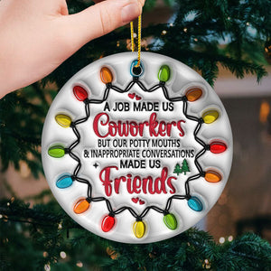 Mon collègue de soutien émotionnel - Ornement personnalisé pour collègue - Forme ronde en céramique - Cadeau de Noël pour collègues, meilleurs amis, BFF