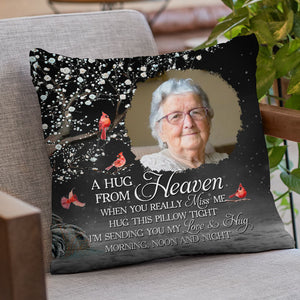 Photo personnalisée « Quand tu me manques, je suis toujours avec toi » - Coussin personnalisé commémoratif - Cadeau de Noël, cadeau de condoléances pour les membres de la famille