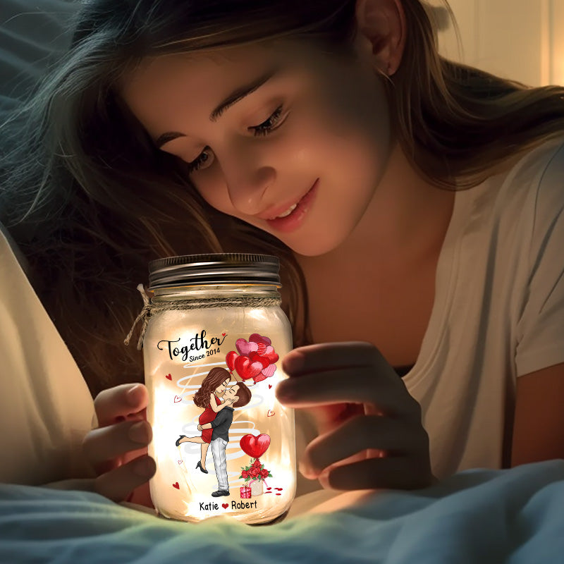 Le soleil de ma vie - Lampe personnalisée en pot Mason pour couple - Cadeau pour mari et femme, anniversaire