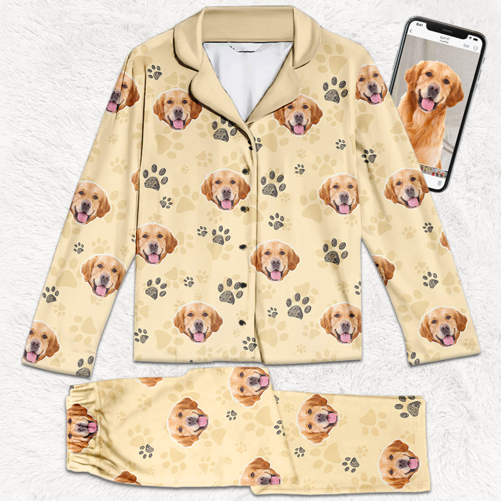 Pyjama personnalisé avec photo « Mon chien me trouve cool » - Cadeau de Noël pour les propriétaires et les amoureux des animaux