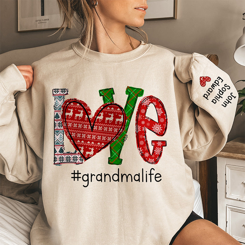 The Perfect Grandma - Family Personalized Custom Unisex Sweatshirt With Design On Sleeve - Christmas Gift For Mom, Grandma
