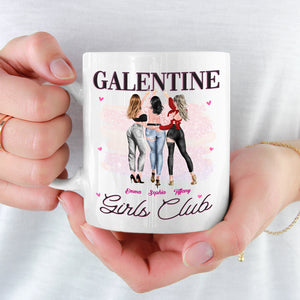 Galentine Girls Club - Mug personnalisé Bestie - Cadeau de Saint-Valentin pour meilleures amies, meilleures amies, sœurs