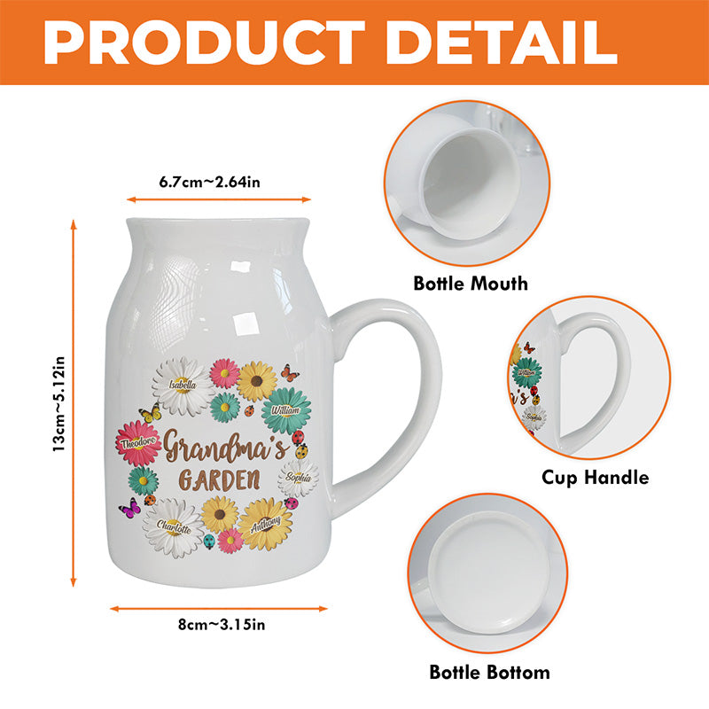 L'amour grandit dans le jardin de grand-mère - Vase à fleurs personnalisé pour la décoration intérieure familiale - Cadeau de pendaison de crémaillère pour maman et grand-mère