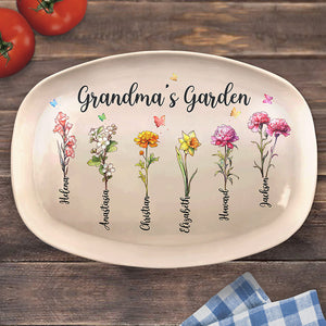 Le joli jardin de grand-mère - Plateau personnalisé pour la famille - Cadeau pour grand-mère