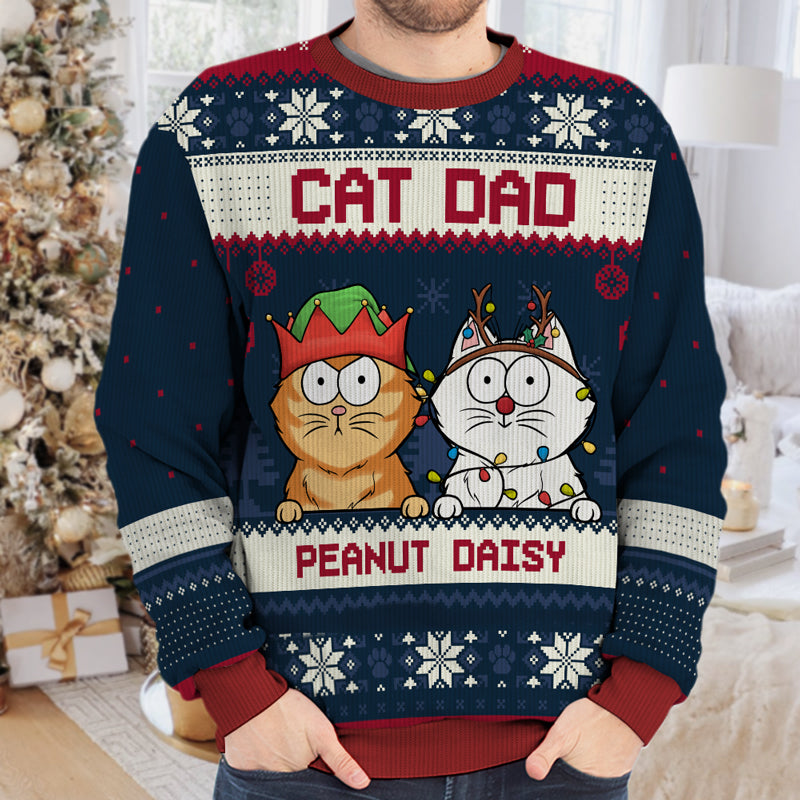 Fière d'être maman chat - Sweat-shirt personnalisé avec inscription « Chat » - Pull unisexe en laine - Cadeau de Noël pour les propriétaires et les amoureux des animaux