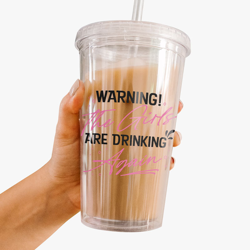Les filles boivent à nouveau - Gobelet en acrylique transparent personnalisé Bestie - Cadeau pour meilleures amies, meilleures amies, sœurs