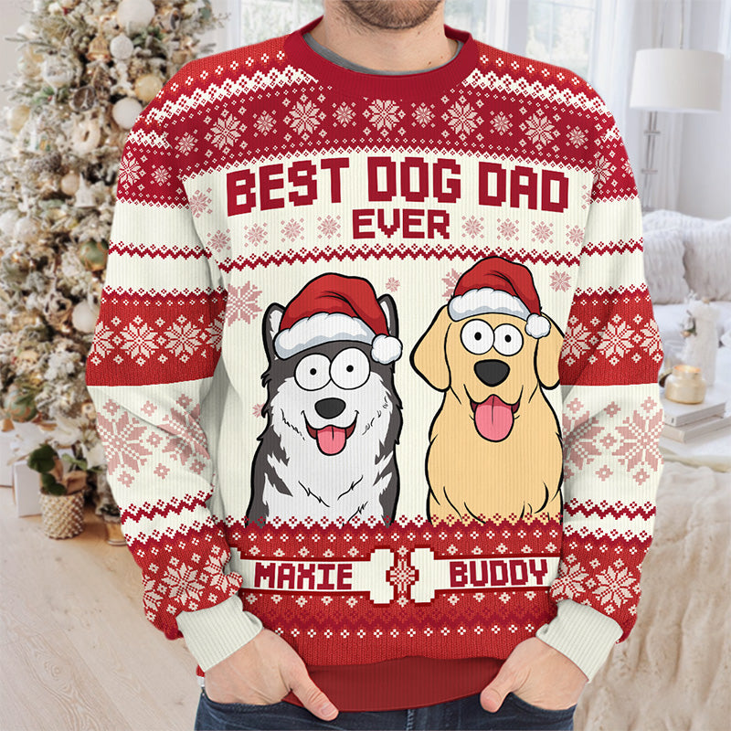 J'adore être maman d'un chien - Sweat-shirt moche personnalisé pour chien - Pull en laine unisexe - Cadeau de Noël pour les propriétaires et les amoureux des animaux