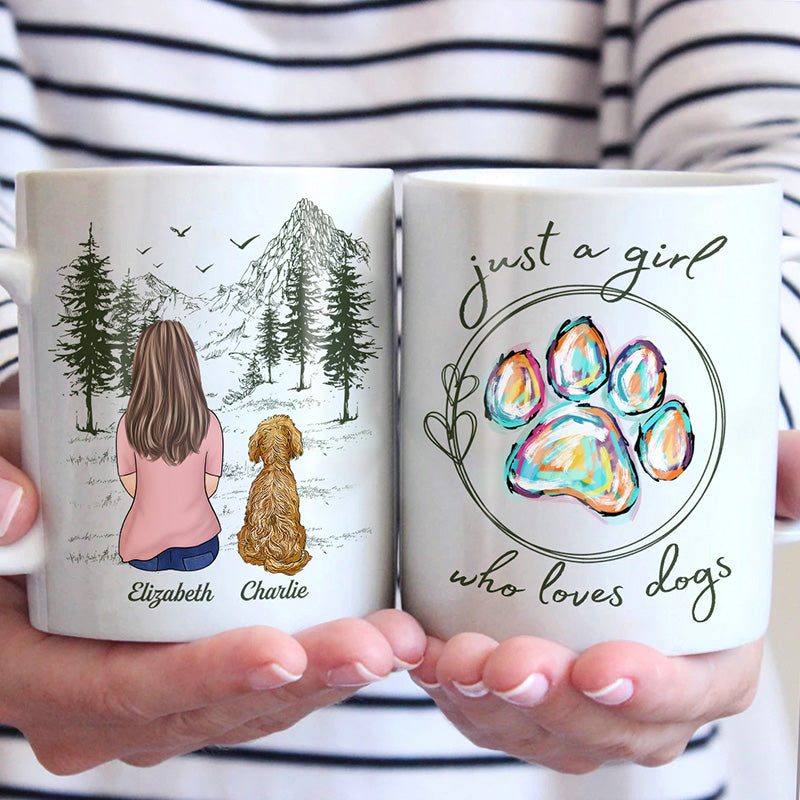 Juste une fille qui aime les chiens - Mug personnalisé avec chien - Cadeau pour les propriétaires d'animaux et les amoureux des animaux