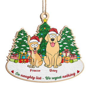 Nous ne regrettons rien - Ornement personnalisé pour chien - Forme unique en bois - Cadeau de Noël pour les propriétaires d'animaux et les amoureux des animaux