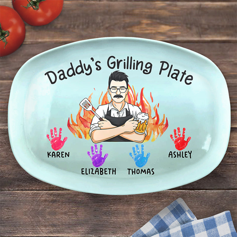 Daddy Grill Legend - Plateau personnalisé pour la famille - Cadeau pour la fête des pères et l'anniversaire de papa