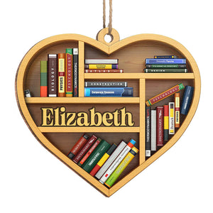 C'est une bonne journée pour lire - Ornement personnalisé en forme de cœur en bois - Cadeau de Noël pour les amoureux des livres