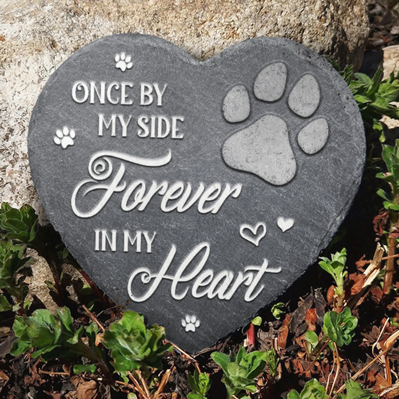 Tu es à jamais dans mon cœur - Pierre commémorative pour chien et chat - Cadeau de condoléances pour les amoureux des animaux, les propriétaires d'animaux