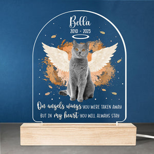 Photo personnalisée « Tu resteras toujours dans mon cœur » – Lampe LED 3D personnalisée en forme de mémorial – Cadeau de condoléances, cadeau pour les propriétaires d'animaux et les amoureux des animaux