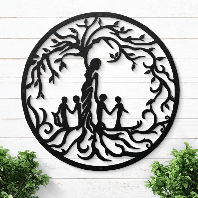 L'amour maternel - Décoration murale en métal personnalisée pour la famille - Cadeau pour les membres de la famille