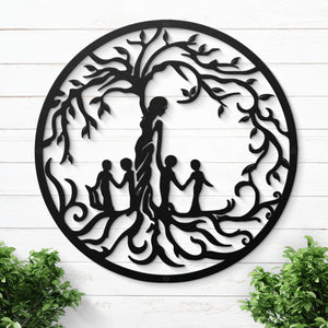 L'amour maternel - Décoration murale en métal personnalisée pour la famille - Cadeau pour les membres de la famille