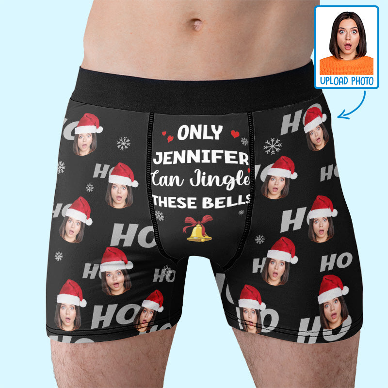 Photo personnalisée : vous seul pouvez faire tinter ces cloches ! Boxer personnalisé amusant, boxer pour homme ! Cadeau de Noël pour petit ami, mari, anniversaire