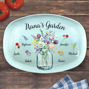 Le jardin de ma grand-mère - Plateau personnalisé familial - Cadeau d'anniversaire pour grand-mère