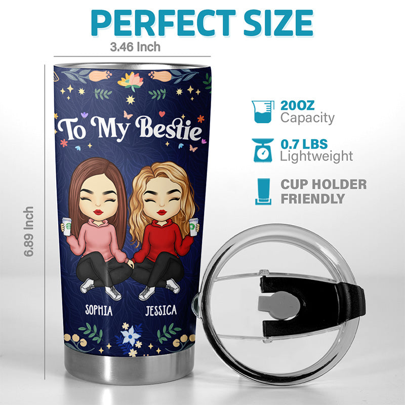 Grâce à toi, je souris beaucoup plus - Gobelet personnalisé Bestie - Cadeau pour meilleures amies, meilleures amies, sœurs