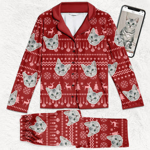 Custom Photo Have A Pawesome Christmas - Dog & Cat Personalized Custom Face Photo Pajamas - Christmas Gift For Pet Owners, Pet Lovers