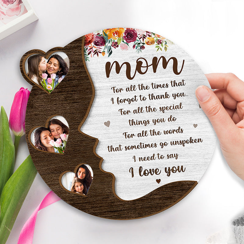 Photo personnalisée pour toutes vos actions spéciales - Plaque en bois personnalisée à 2 couches avec support - Cadeau de pendaison de crémaillère pour maman et grand-mère