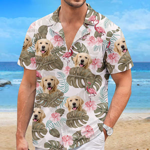 T-shirt hawaïen tropical unisexe personnalisé avec photo « L'été approche » pour chien et chat - Cadeau vacances d'été, cadeau pour propriétaires d'animaux et amoureux des animaux