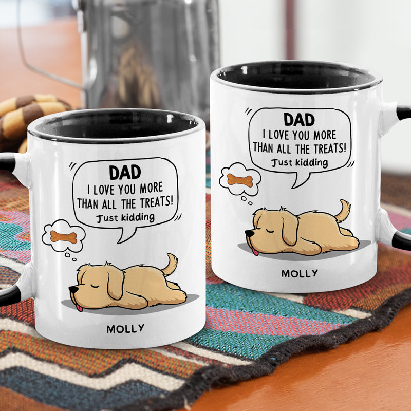 Je t'aime plus que toutes les friandises - Mug personnalisé pour chien - Fête des pères, cadeau pour les propriétaires d'animaux et les amoureux des animaux