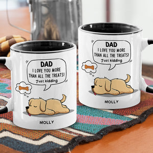 Je t'aime plus que toutes les friandises - Mug personnalisé pour chien - Fête des pères, cadeau pour les propriétaires d'animaux et les amoureux des animaux