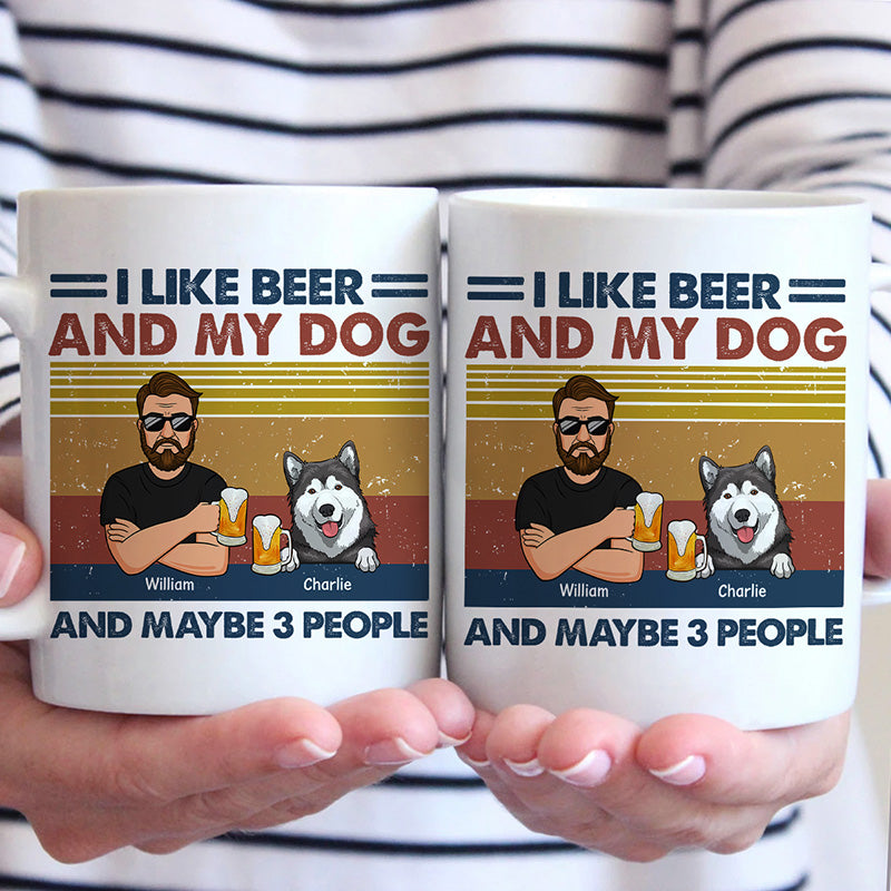 J'aime la bière et mon chien - Mug personnalisé pour chien - Cadeau pour les propriétaires d'animaux et les amoureux des animaux