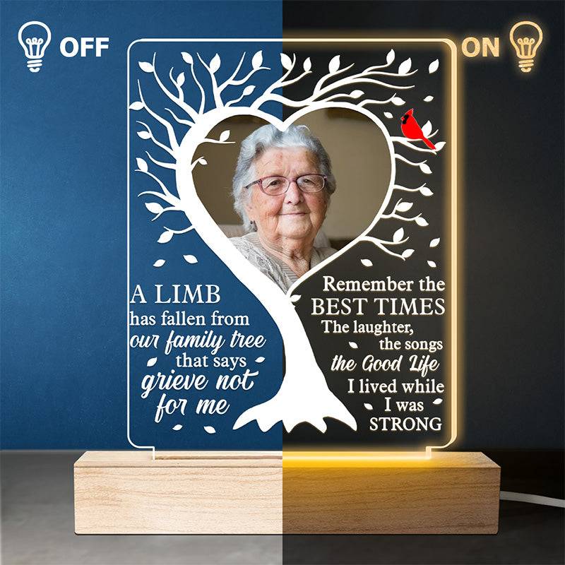 Photo personnalisée : souvenez-vous des meilleurs moments - Lumière LED 3D personnalisée en forme de mémorial - Cadeau de condoléances pour les membres de la famille