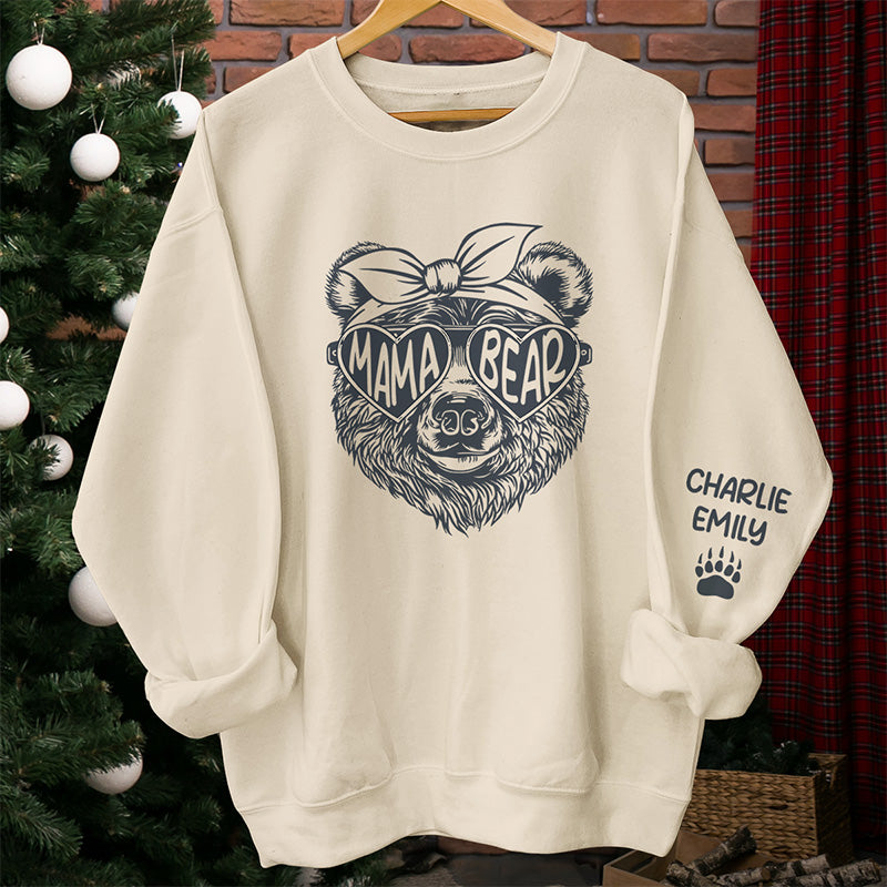 Le papa et la maman ours les plus cools - Sweat-shirt unisexe personnalisé avec motif sur la manche - Cadeau pour papa et maman