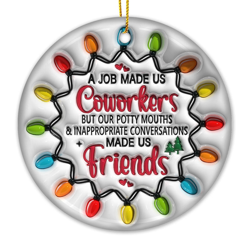 Mon collègue de soutien émotionnel - Ornement personnalisé pour collègue - Forme ronde en céramique - Cadeau de Noël pour collègues, meilleurs amis, BFF
