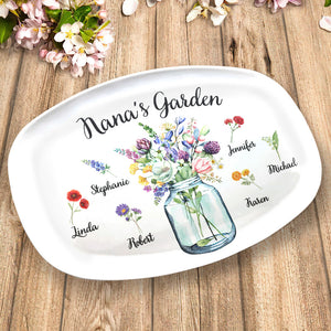 Le jardin de ma grand-mère - Plateau personnalisé familial - Cadeau d'anniversaire pour grand-mère