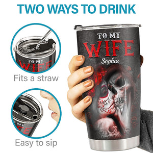 Je t'aime pour toujours et à jamais - Verre personnalisé pour couple - Cadeau d'Halloween pour mari et femme, anniversaire