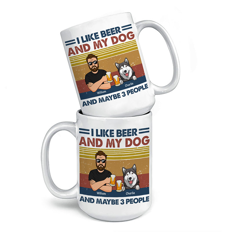 J'aime la bière et mon chien - Mug personnalisé pour chien - Cadeau pour les propriétaires d'animaux et les amoureux des animaux